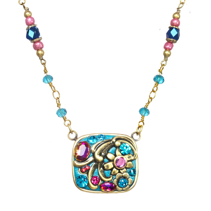 Teal Square Necklace