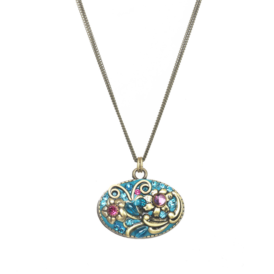 Teal Wide Oval Necklace