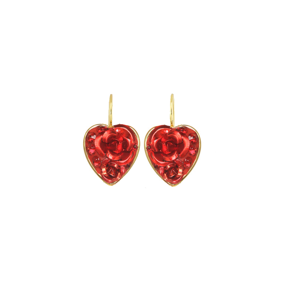 Red Rose Heart Earrings