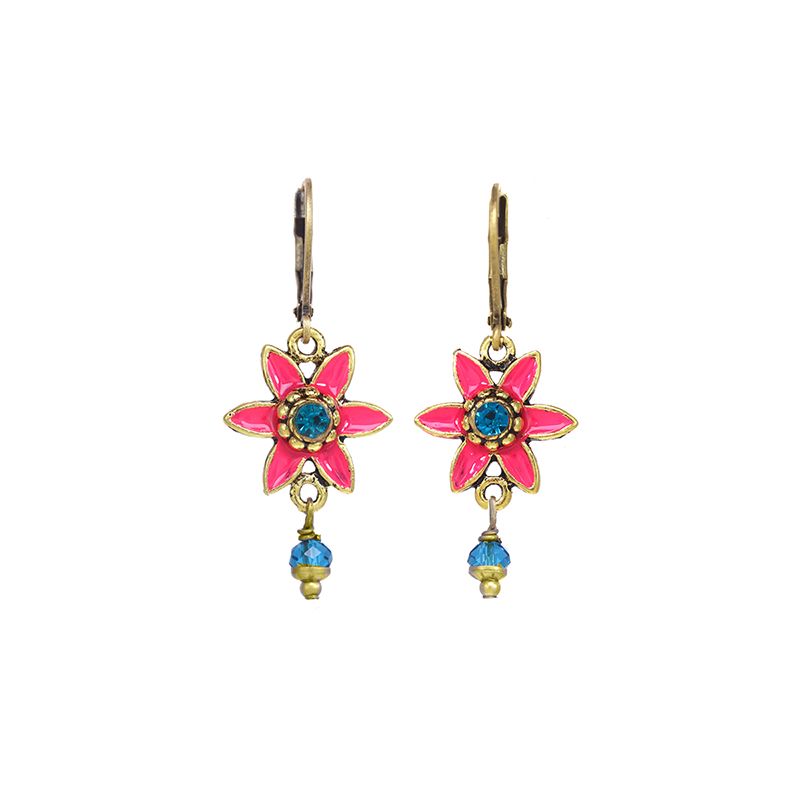 Bright Fuchsia Flower Earrings