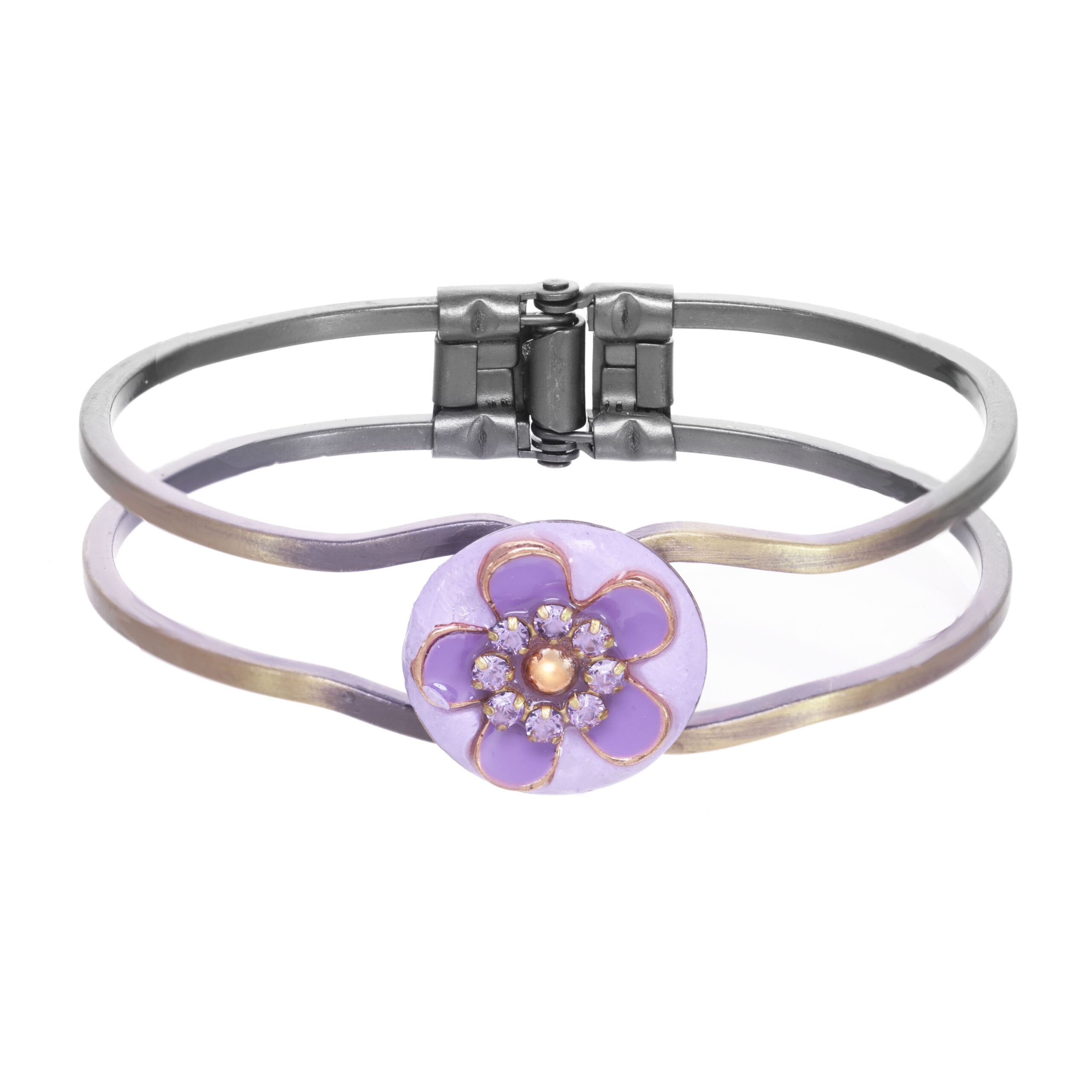 Purple Flower Bangle Bracelet