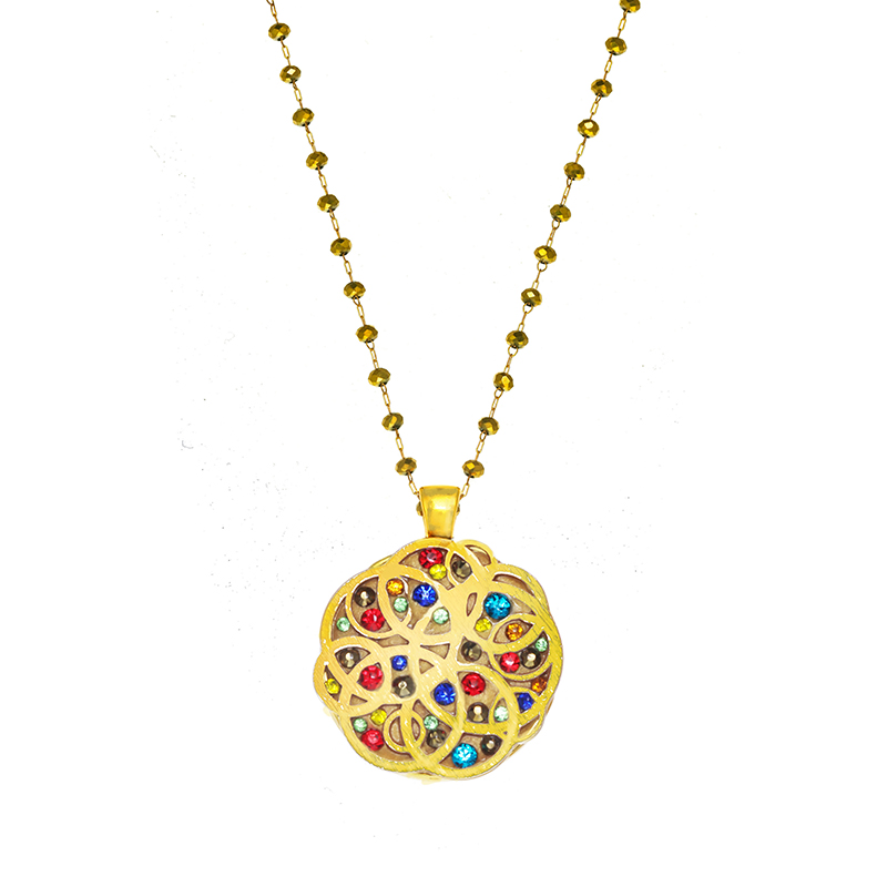 Gold Swirl Medallion Necklace