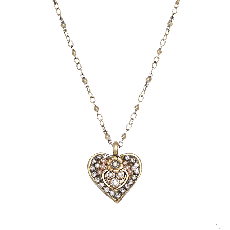 Antique Pearl Heart Necklace