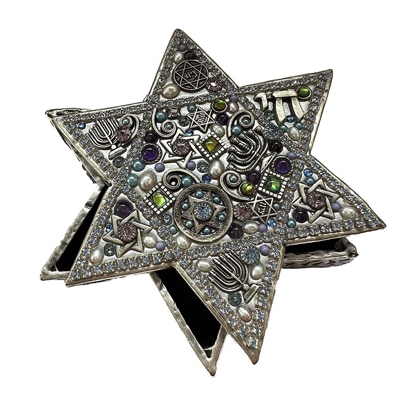 Silver Judaica Star of David Box