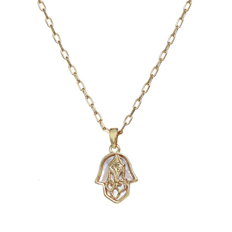 Small Pearl & Gold Hamsa Necklace