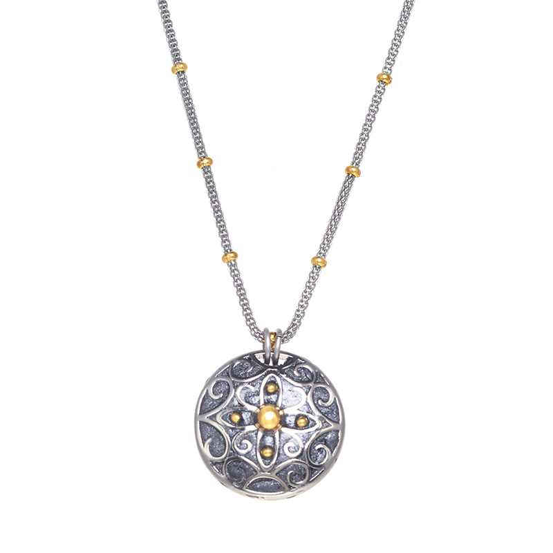 Silver Shield Circle Necklace