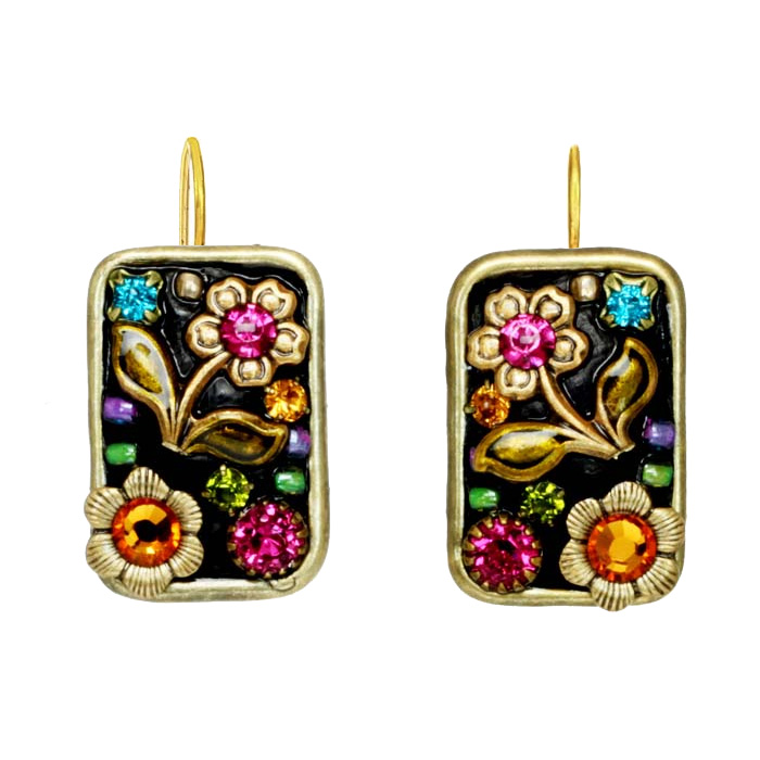 Midnight Garden Rectangle Earrings