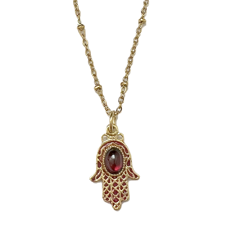 Small Ornate Gold Hamsa Necklace