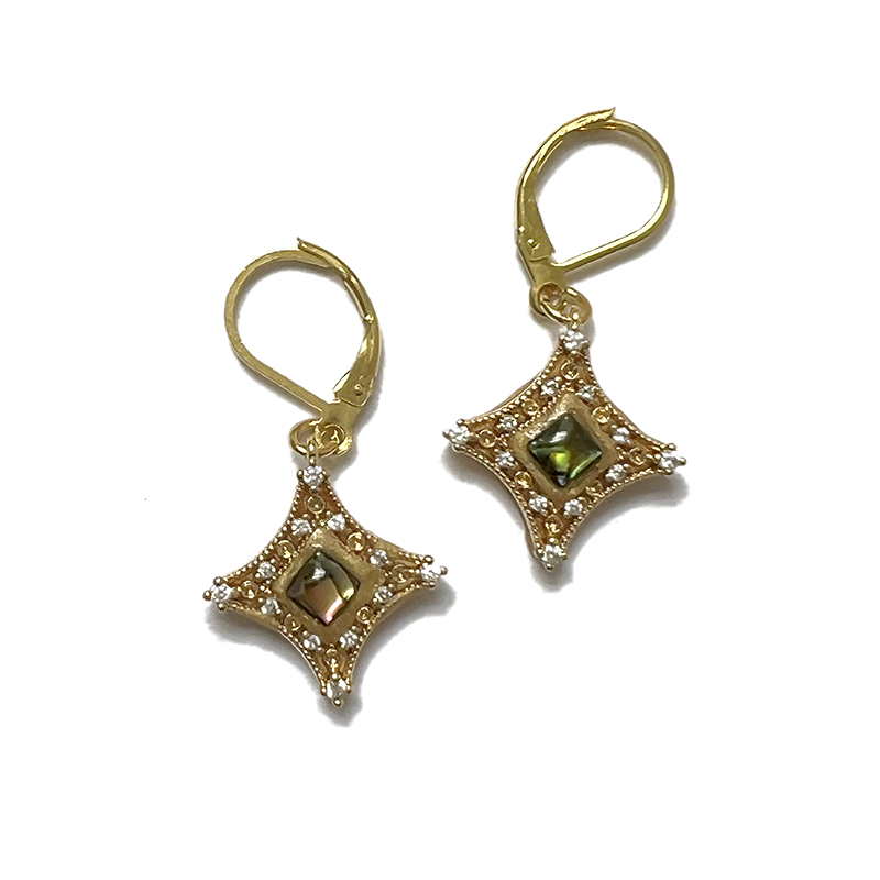 Small Abalone Diamond Earrings