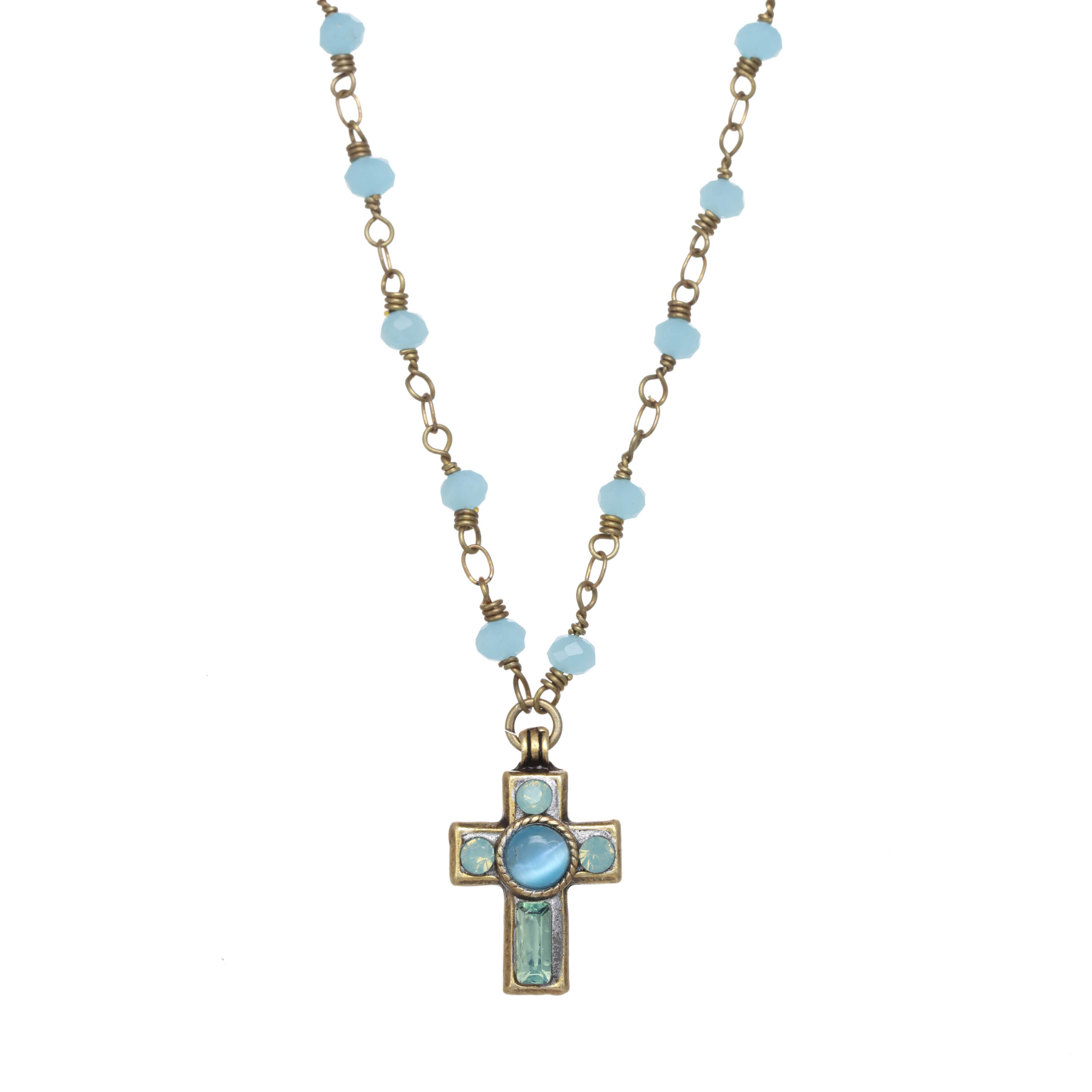 Pacific Opal Crystal Cross Necklace