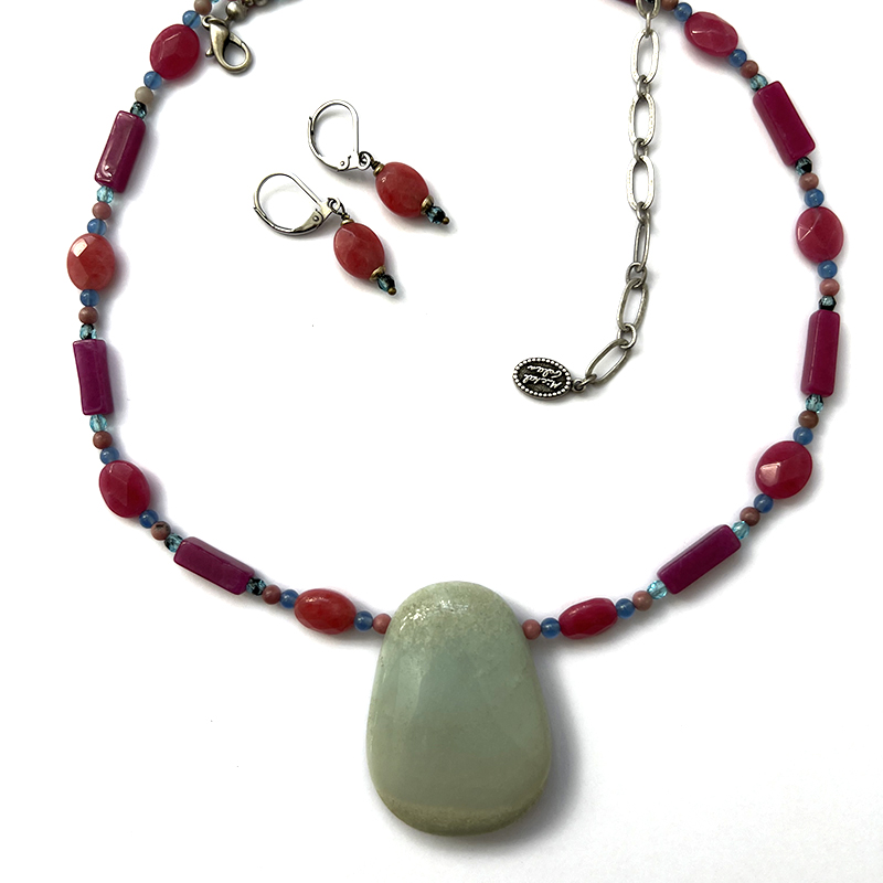 Amazonite Stone Necklace & Earrings Set