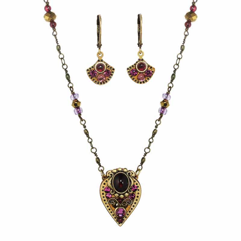 Claret Teardrop Necklace & Earrings Set