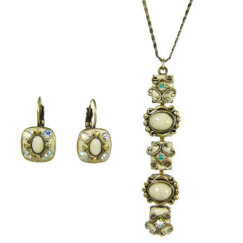 Riverstone Bar Necklace & Earrings Set