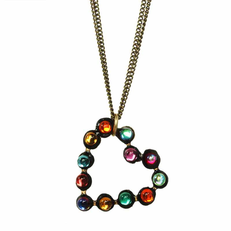 Prismatic Open Heart Crystal Necklace