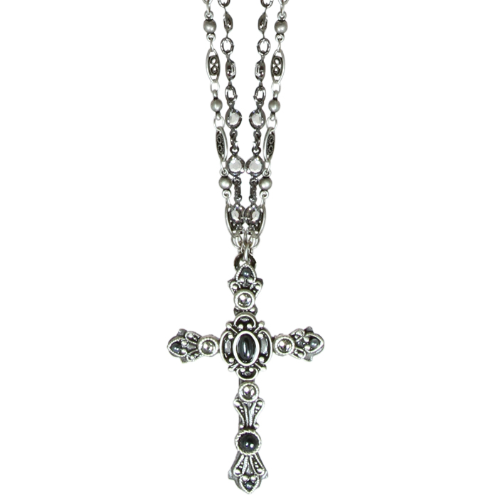 Black & Silver Elegant Cross Necklace