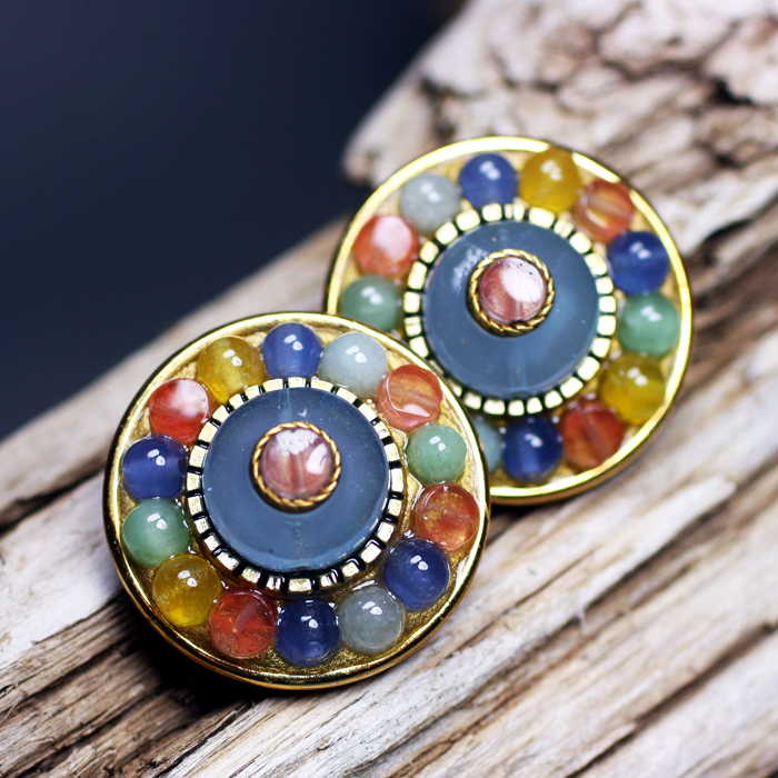 Multicolor Gemstone Circle Earrings