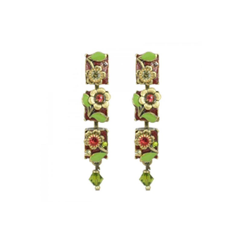 Red & Green Garden Bar Earrings