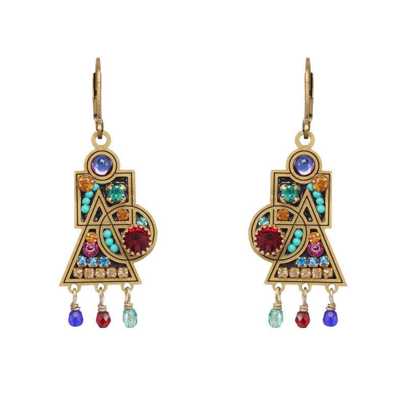 Abstract Multicolor Geometric Earrings