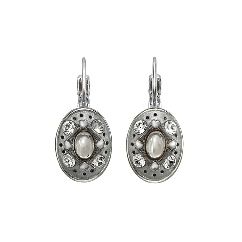 Silver Oval Pearl Earrings