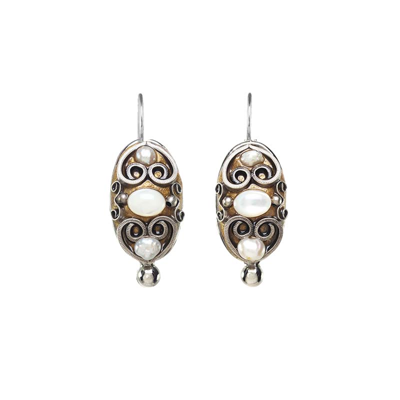 Silver and Gold Pearl Wire Earrings