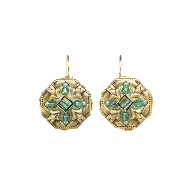 Abalone Gold Round Earrings