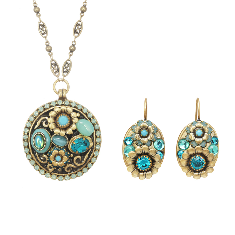 Viridian Round Necklace & Earrings Set