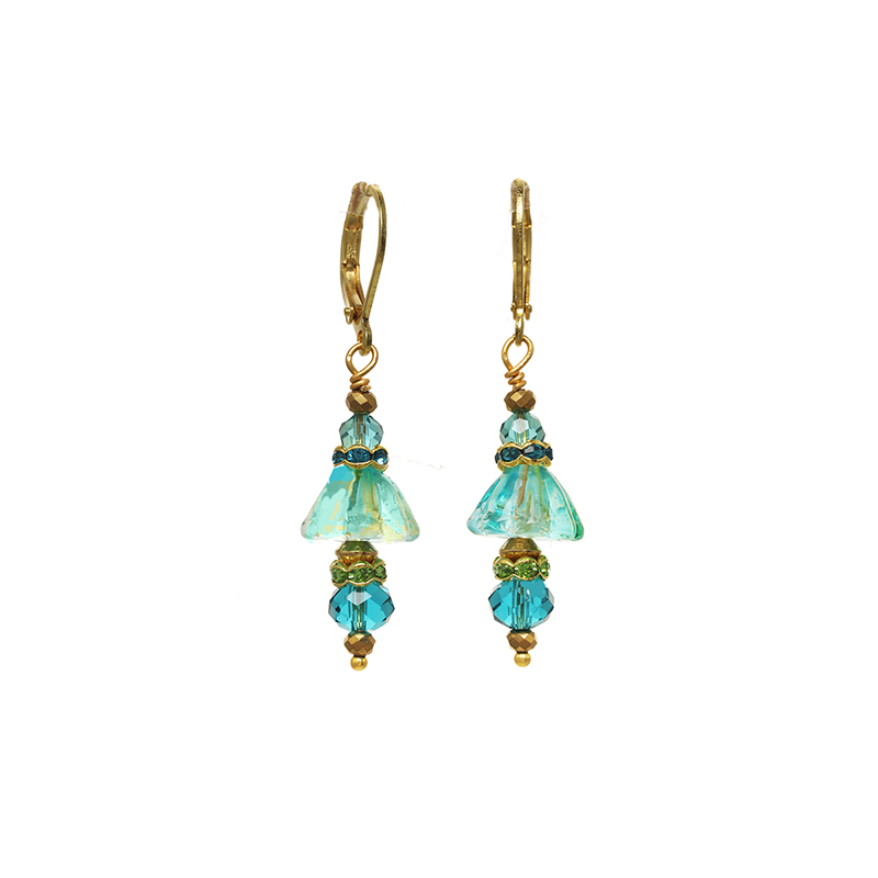 Turquoise Glass Charm Earrings