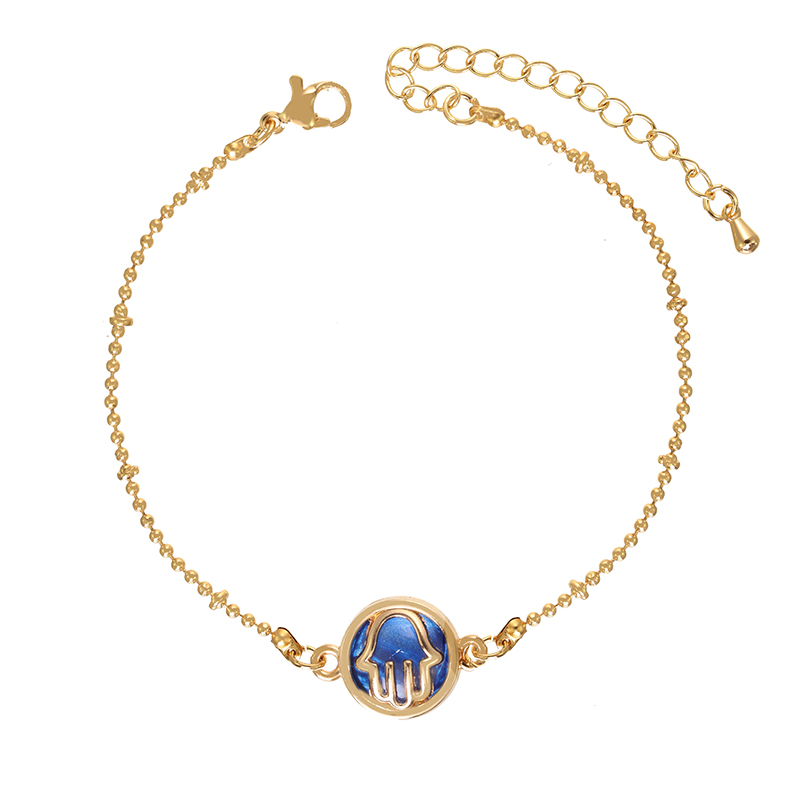 Blue & Gold Hamsa Circle Bracelet