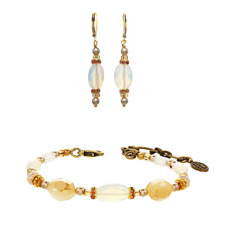 Warm Glass Beaded Bracelet & Earrings Set