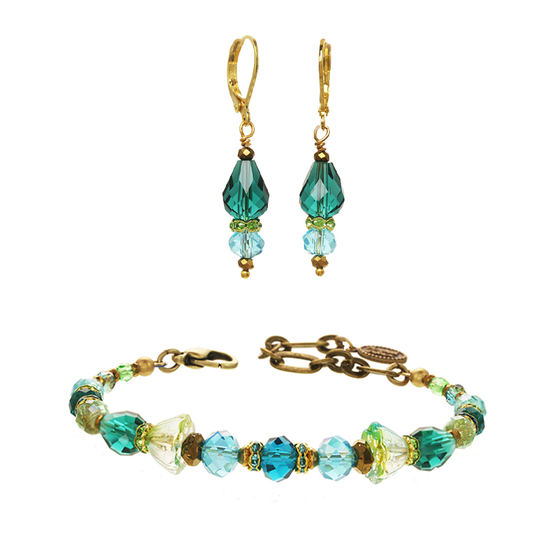 Cool Glass Beaded Bracelet & Earrings Set