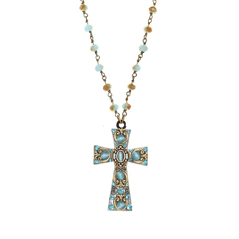 Large Pacific Opal Cross Necklace