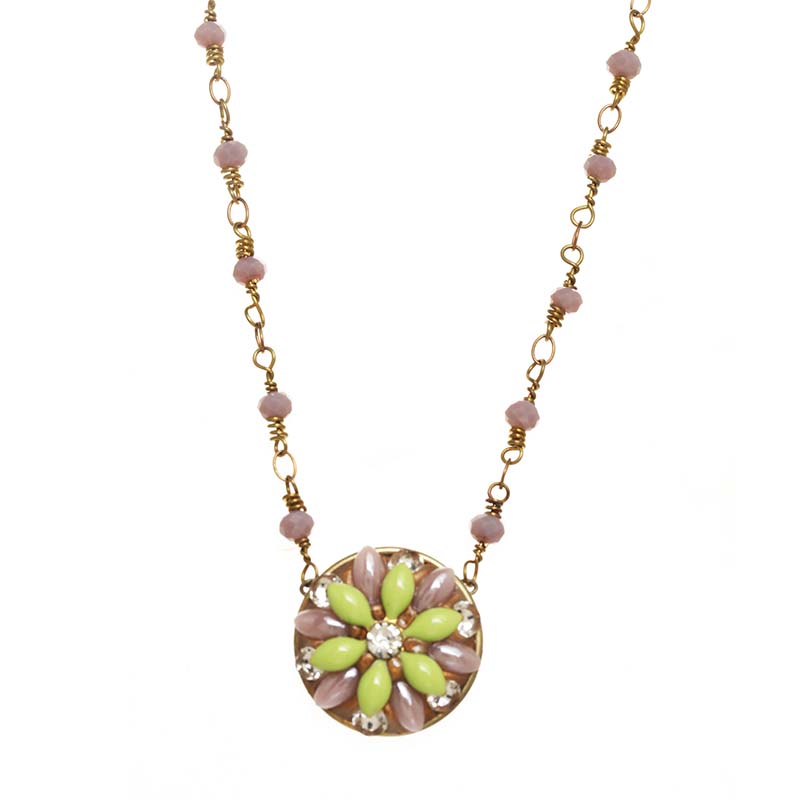 Lime Green Flower Necklace