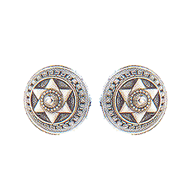 Silver Star of David Circle Earrings