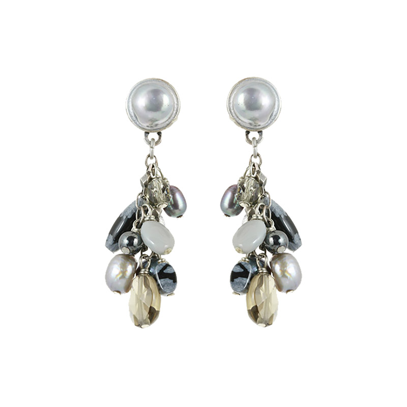 Silver Pearl Dangling Earrings