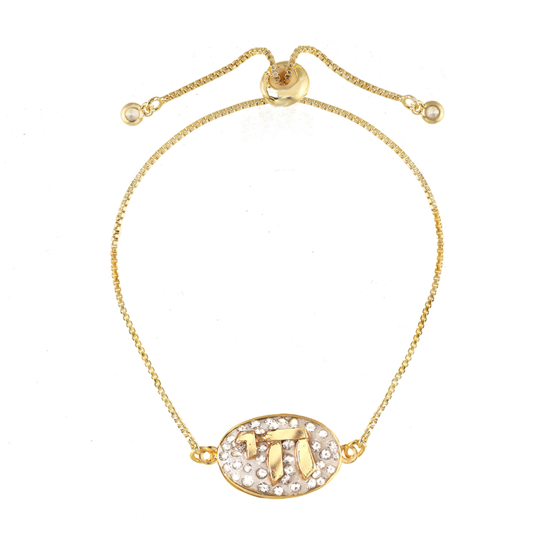 Gold & Crystal Chai Bracelet