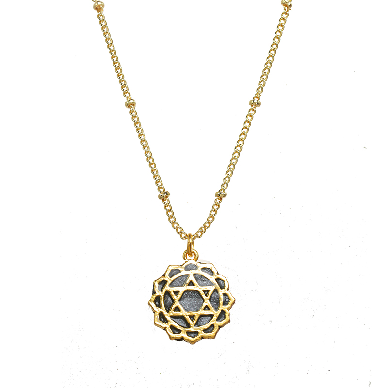 Black & Gold Star of David Necklace