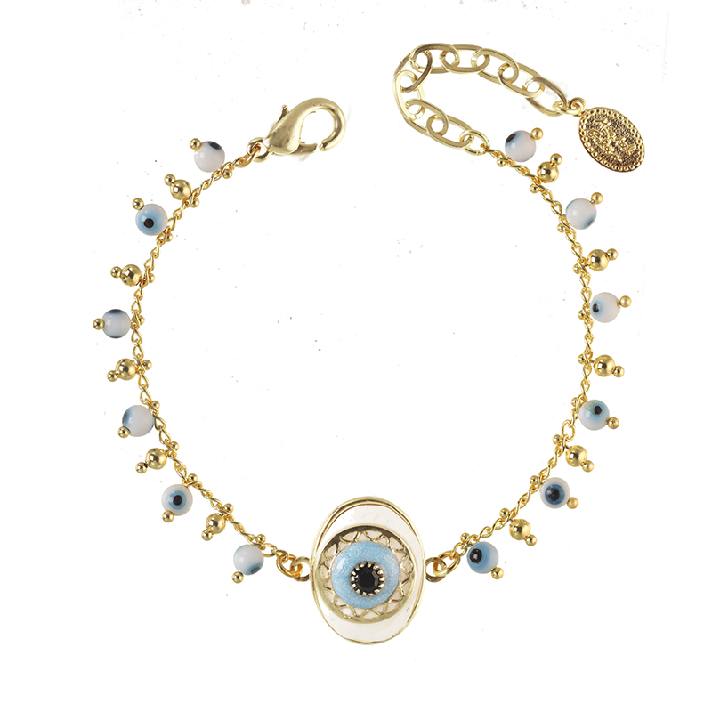 Blue Beaded Eye Bracelet