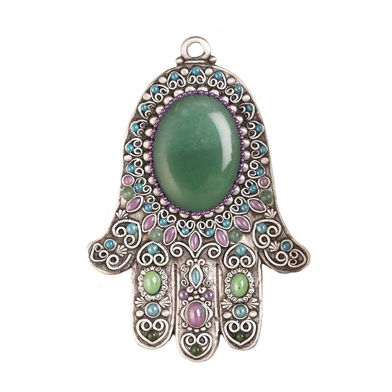 Green Aventurine Wall Hamsa