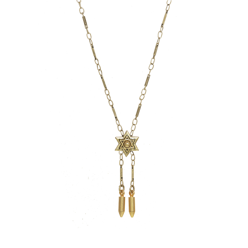 Gold Star of David Dangling Beads Necklace