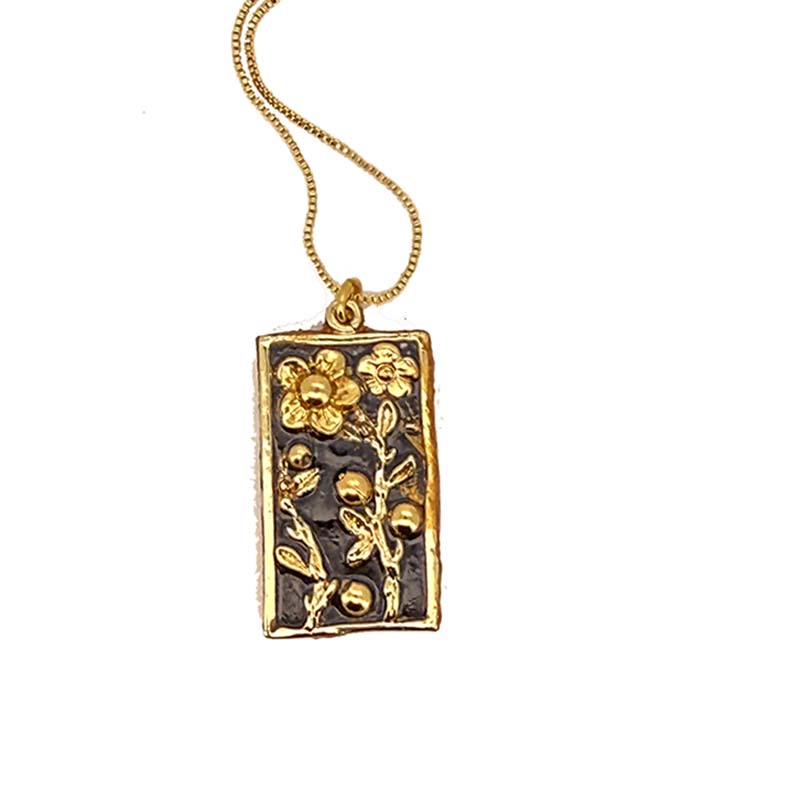 Small Black and Gold Rectangle Necklace