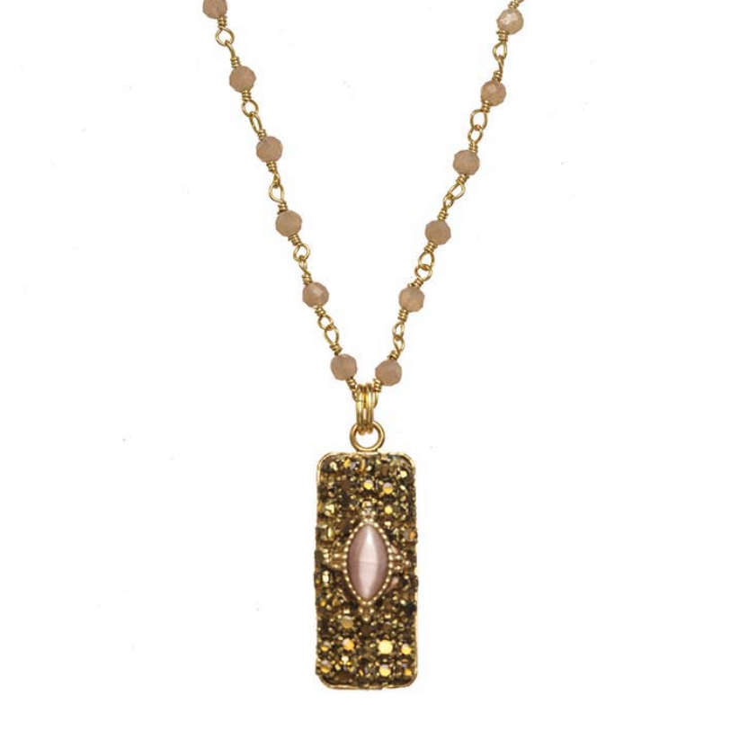 Bronze Cat's Eye Bar Necklace