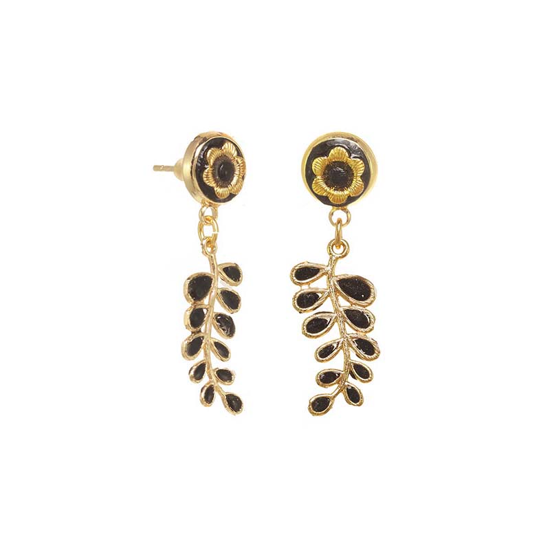 Black & Gold Leaves Earrings