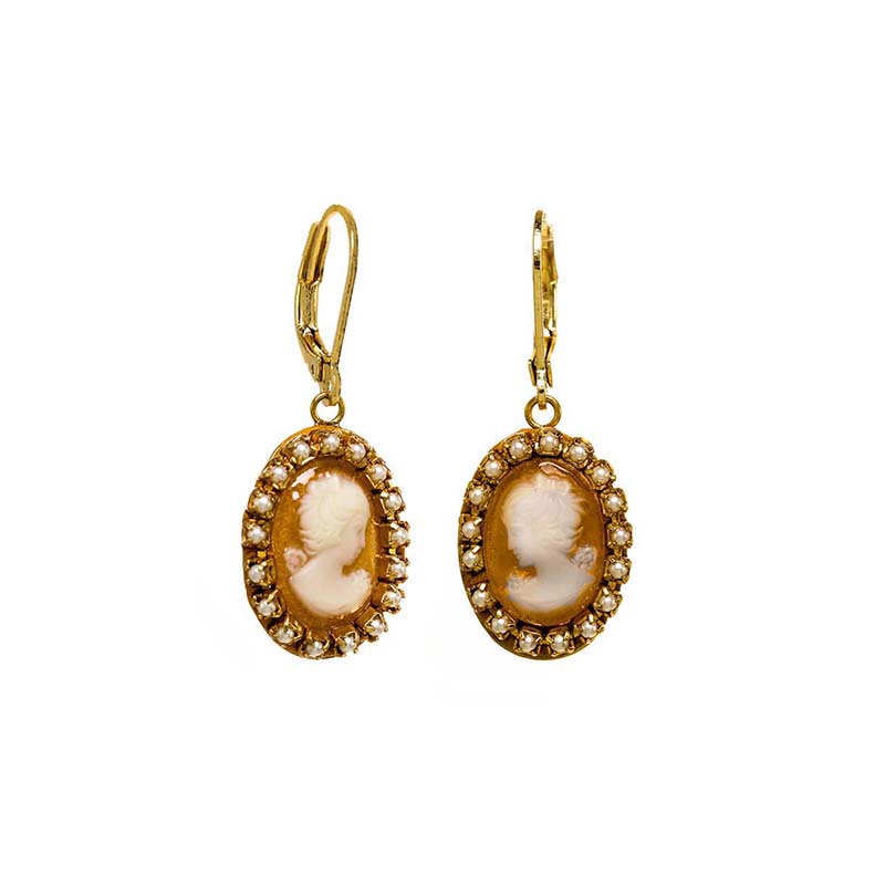 Classic Pearl Cameo Earrings