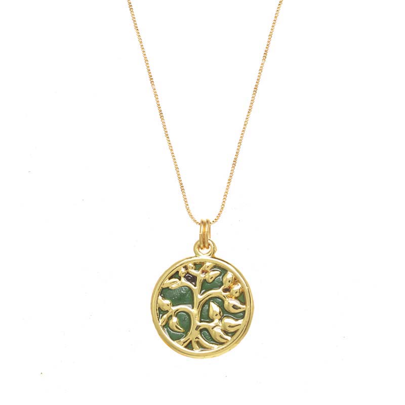 Delicate Green Tree of Life Necklace