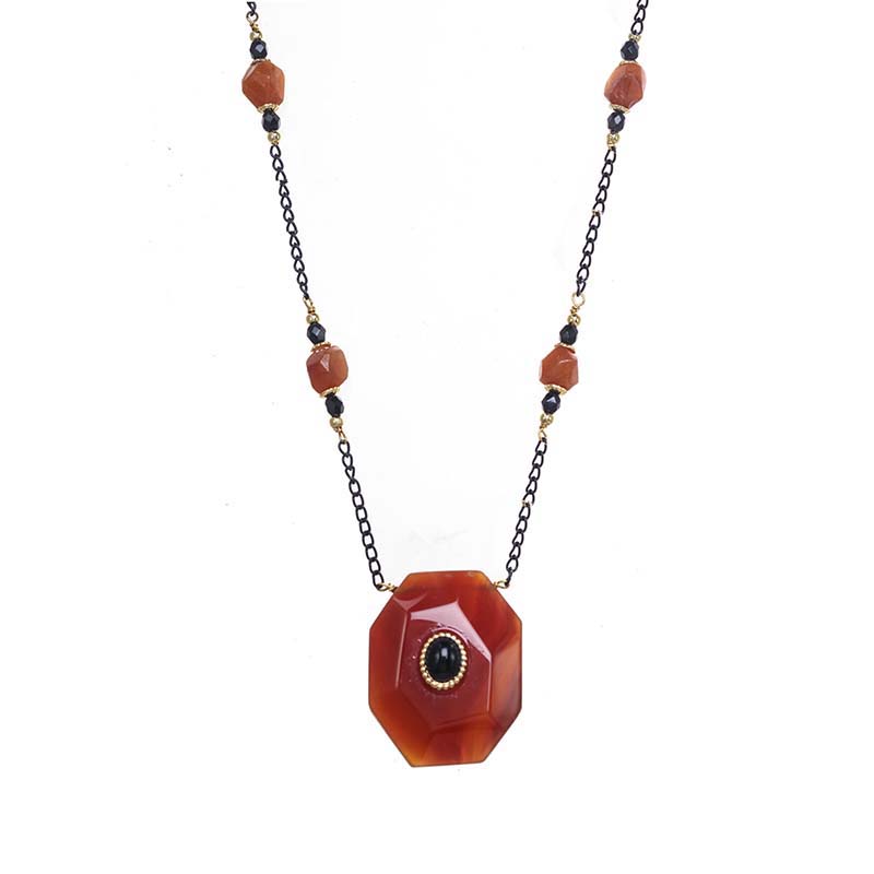 Carnelian & Onyx Statement Necklace