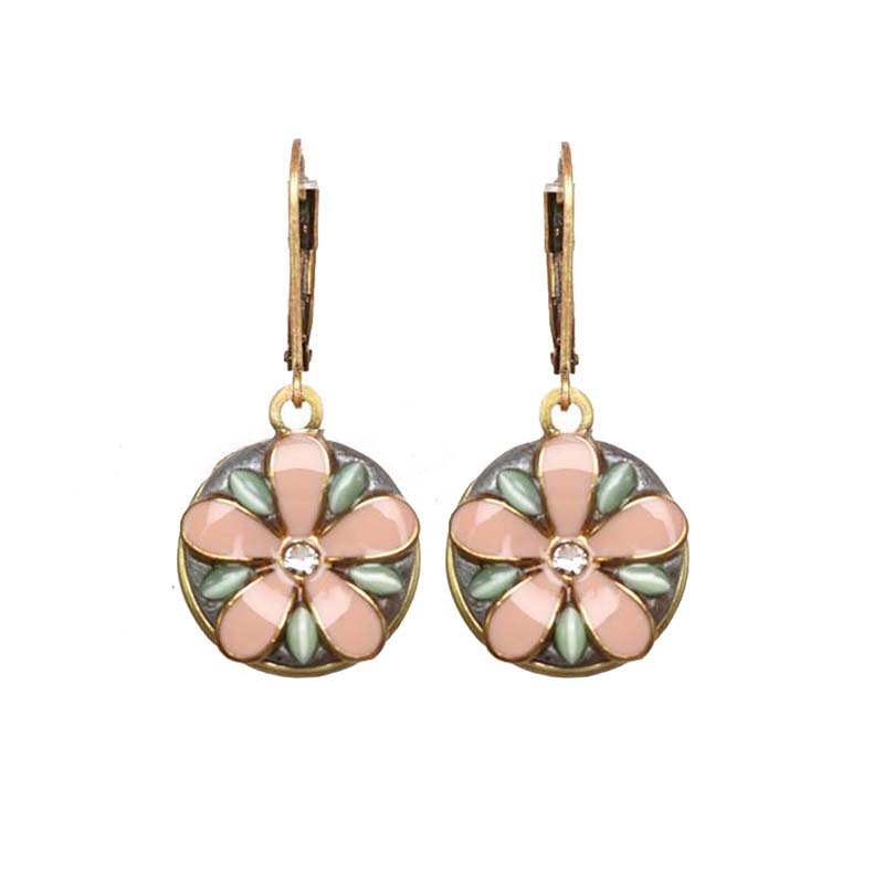 Pink & Green Flower Earrings