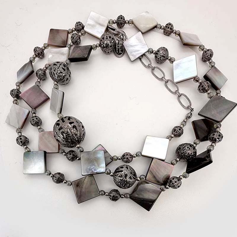 Iridescent Silver Shell Necklace