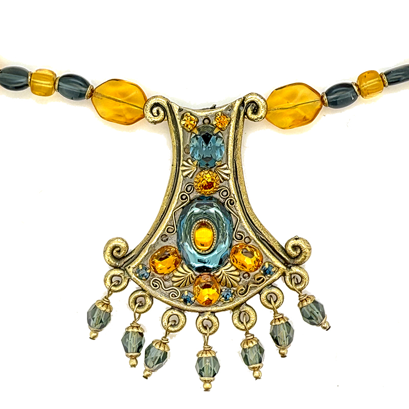 Orange & Turquoise Shield Necklace