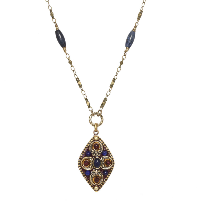 Garnet & Sodalite Diamond Necklace