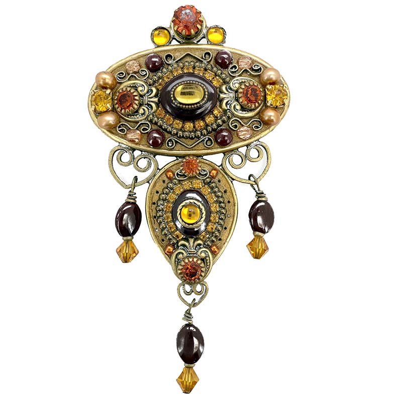 Amber Crystal Statement Brooch